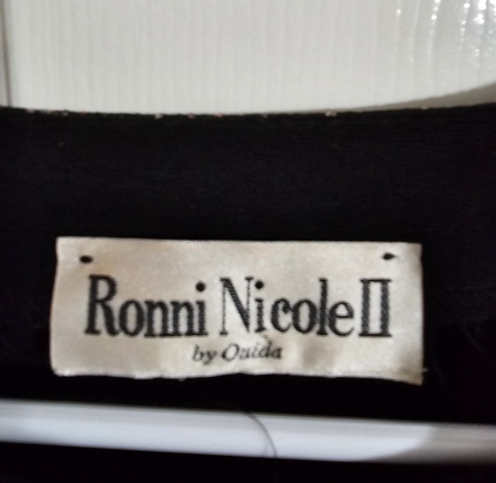 Ronni Nicole II Vintage Black Pink Shimmer Cropped Cardigan Top Large Luxury 80s - Picture 4 of 6